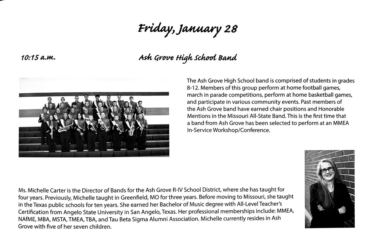 AGPirateMusic's tweet photo. In the “Missouri School Music” magazine is this article on our very own AGHS Band! They will be performing at the 2022 @mmea428 Annual Conference on Jan 28th at 10:15 AM. The conference is held at Tan-Tar-A Resort. Congrats to our Band and Ms Carter! #AGPiratePride  #MMEA22 https://t.co/wc9OWObGzV