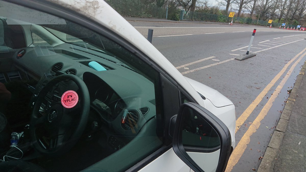 roadcc's tweet photo. "Where can we buy these stickers?": Reaction to one lucky van driver parked in a cycle lane getting an early Christmas present... a 'You Park Like a C***' sticker https://t.co/7GSG7wfDrN #cycling https://t.co/ta9531wIah