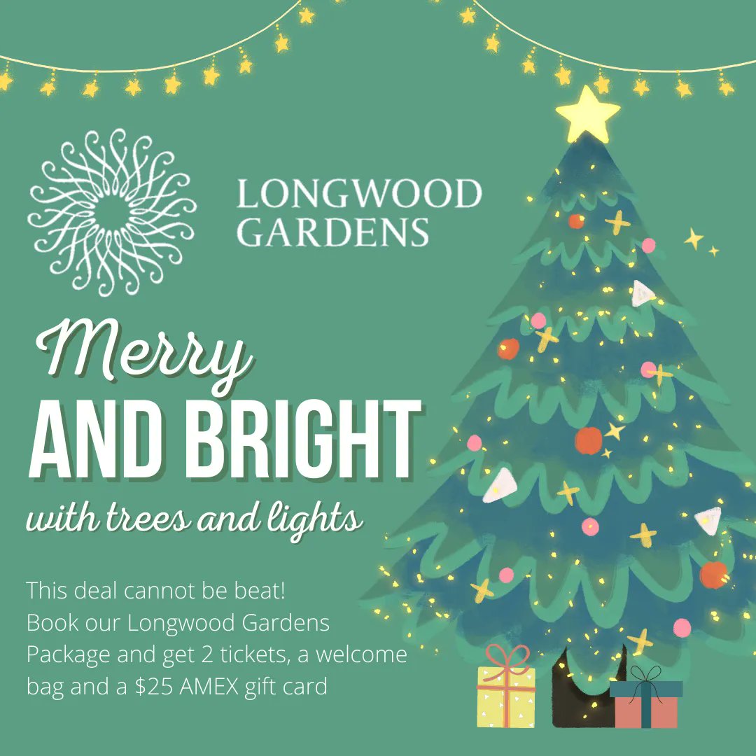 Hotel Warner (@hotelwarner) on Twitter photo It’s not Christmas until you see the spectacular lights <a href="/longwoodgardens/">Longwood Gardens</a>
Stay with us, and book your Longwood Gardens Package today!
For a limited time, the package includes 2 tickets, a welcome bag and a $25 AMEX gift card!
This deal will not last long. BOOK YOUR STAY NOW! It’s not Christmas until you see the spectacular lights <a href="/longwoodgardens/">Longwood Gardens</a>
Stay with us, and book your Longwood Gardens Package today!
For a limited time, the package includes 2 tickets, a welcome bag and a $25 AMEX gift card!
This deal will not last long. BOOK YOUR STAY NOW!