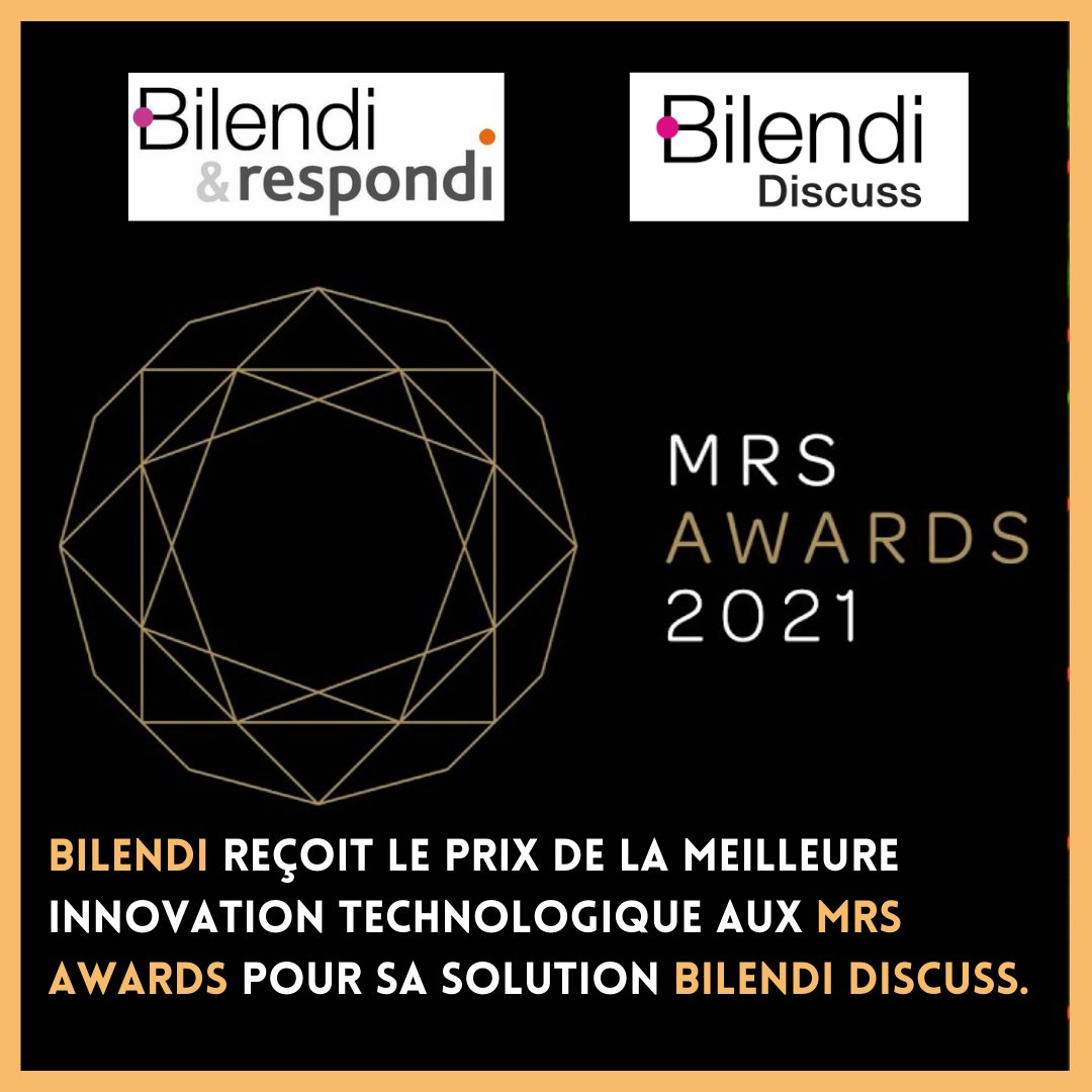 PrintempsEtudes's tweet photo. Lors de la dernière cérémonie des MRS Awards 2021 au Royaume-Uni, Bilendi remporte le prix de la meilleure innovation technologique.
#Bilendi #MarketResearch #MR #MSRAwards #data #BilendiDiscuss
Pour en savoir plus : https://t.co/2JipVfBGNU https://t.co/WcgbQNOIgF