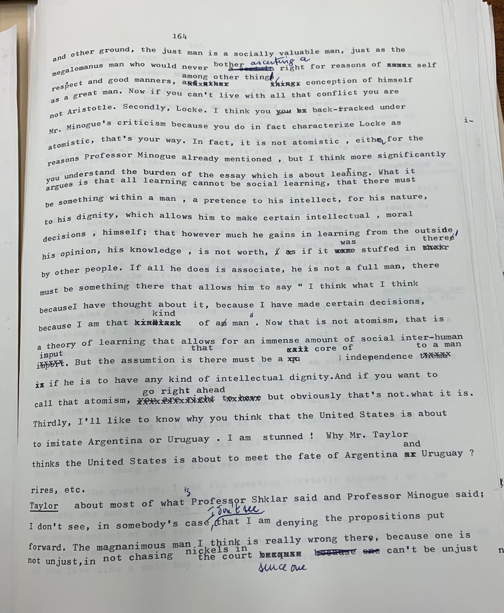 daniel_dsj2110's tweet image. More on Judith Shklar and Charles Taylor’s showdown in 1976 (partial transcript of conference discussion session):