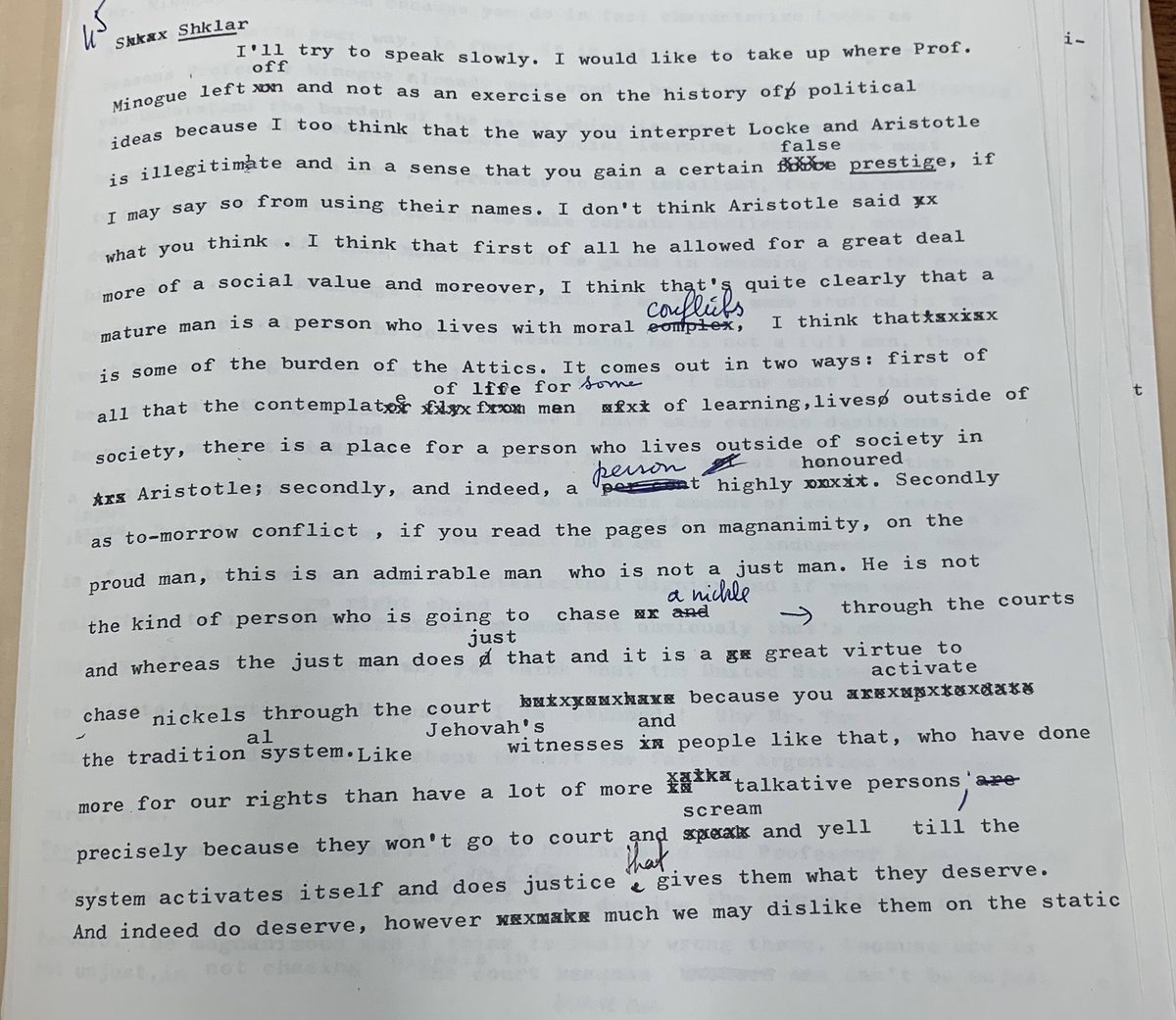 daniel_dsj2110's tweet image. More on Judith Shklar and Charles Taylor’s showdown in 1976 (partial transcript of conference discussion session):