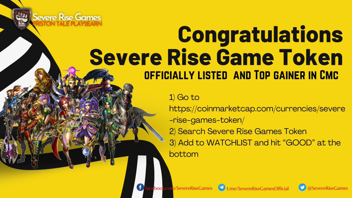 SevereRiseGames's tweet photo. Severe Rise Games Token is Top gainers in cmc🎉

Keep SRGT trending on CMC
1) Go to https://t.co/y7zFI2nLtr
2) Search Severe Rise Games Token
3) ADD TO WATCHLIST ⭐️ AND HIT “GOOD👍” AT THE BOTTOM!

Lets go SRG!🚀🚀 https://t.co/ROSP3xR51W