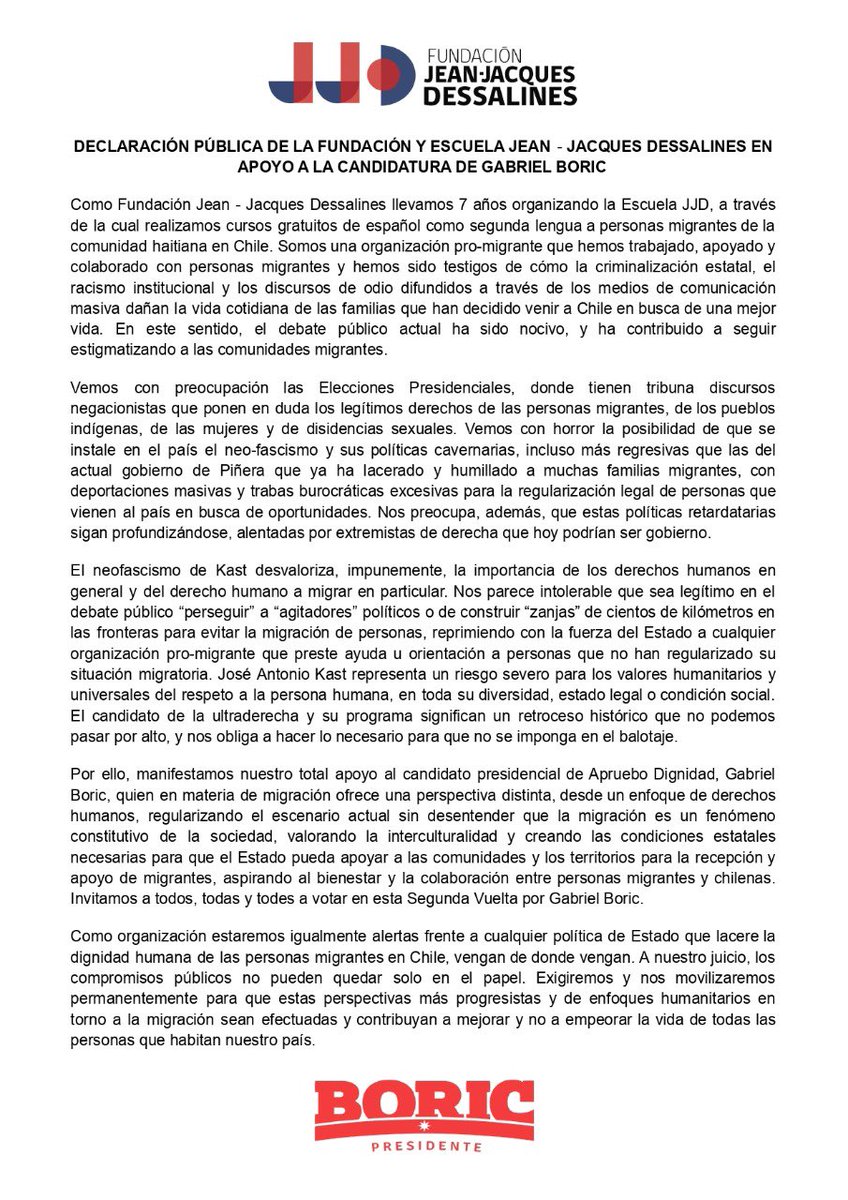 escuelaJJD's tweet photo. No nos callaremos ante el avance del neofascismo y su amenaza a las vidas migrantes y las organizaciones pro migrantes. Agradecemos difusión ✊🏿🇭🇹🇨🇱 https://t.co/JdrAf7rN8a