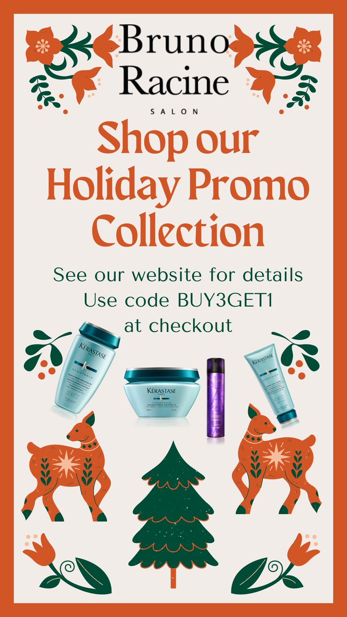 🚨Holiday Promo 🚨
<a href="/brunoracinebru/">Bruno Racine Salon</a> <a href="/thelabarrett/">Leslie-Anne "L.A." Barrett</a> <a href="/westboroBIA/">Westboro Village</a> <a href="/LOrealProCanada/">LOrealProCanada</a> <a href="/KerastaseCanada/">Kerastase Canada</a> <a href="/pureology/">Pureology</a> #haircare #shoplocal #support #supportlocal #SupportSmallBusinesses #supportsmallbusiness #promocode
