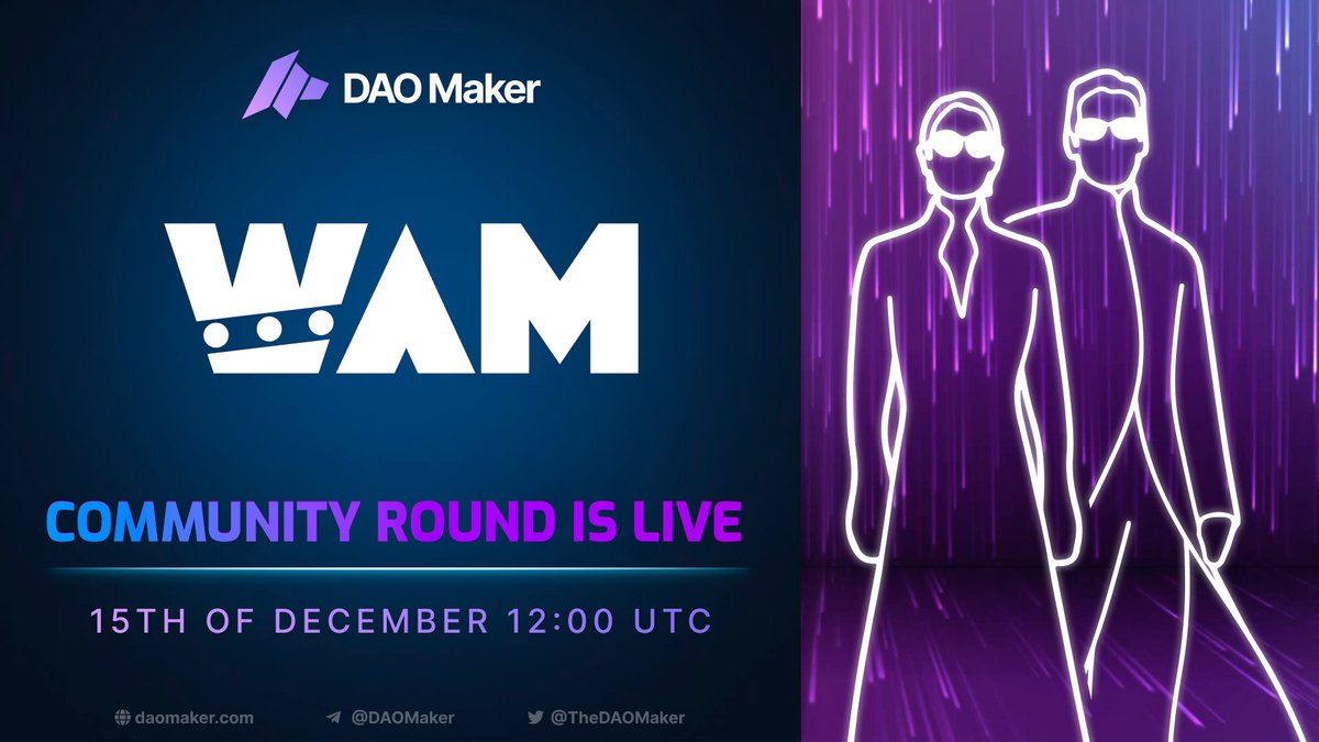 playWAM's tweet photo. 🥁 We got something special for our community🎁.
#WAM & @TheDaoMaker have prepared a community round just for YOU - What does this mean?
Get the chance to own $WAM. We have limited spots for 50 winners.
Read more here:
https://t.co/6VFjUrPoxQ https://t.co/itHQPvlRRW