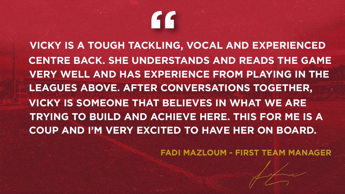 StevenageFCW's tweet photo. โ๐ผ ๐๐๐๐ก ๐๐๐๐ฃ๐จ!! Following Nealeโs signing, First Team Manager Fadi Mazloum had this to say about his new centre back! Vicky has already featured for the first team and we canโt wait to see more from her #WelcomeNeal #GreaterTogether ๐ดโช๏ธ https://t.co/afnoCjhSVU