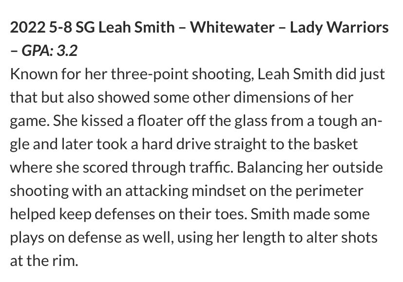 KyleSandy355's tweet photo. LaGrange is getting a high IQ player in @leaahh_smithh with a growing offensive game and upside as a perimeter defender. Played well at #CTCComeback https://t.co/D8kQR6pTnb