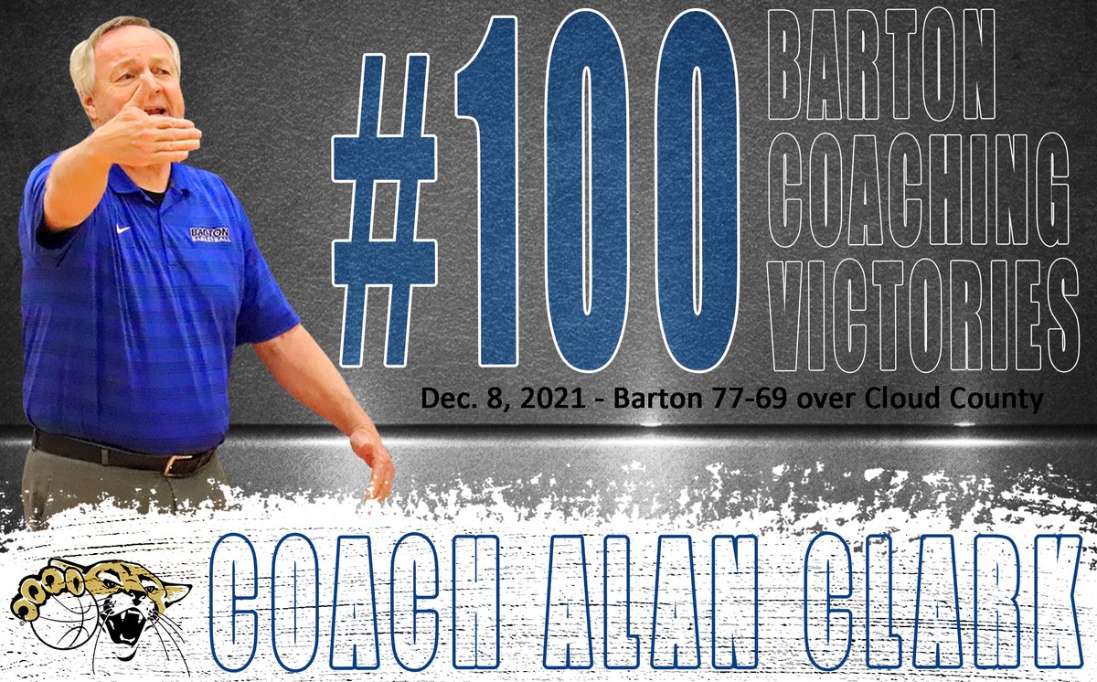 ICYMI - Barton Women's Basketball Head Coach Alan Clark secured his 100th Cougar Coaching Victory last night with a 77-69 win over Cloud County
#GoCougs