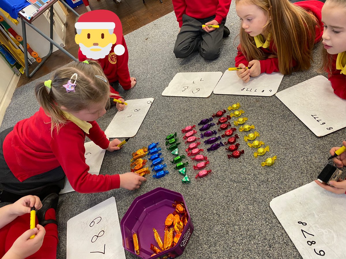 stdavidsrc2017's tweet photo. So much Maths from a Christmas tub of chocolate!๐ซ Counting, sorting, comparing, adding, making number bonds, making patterns and subtraction (without eating any!) to name just a few skills! #sdpsy1 #mathsrich #usingourskills https://t.co/ggE0rZCD3O