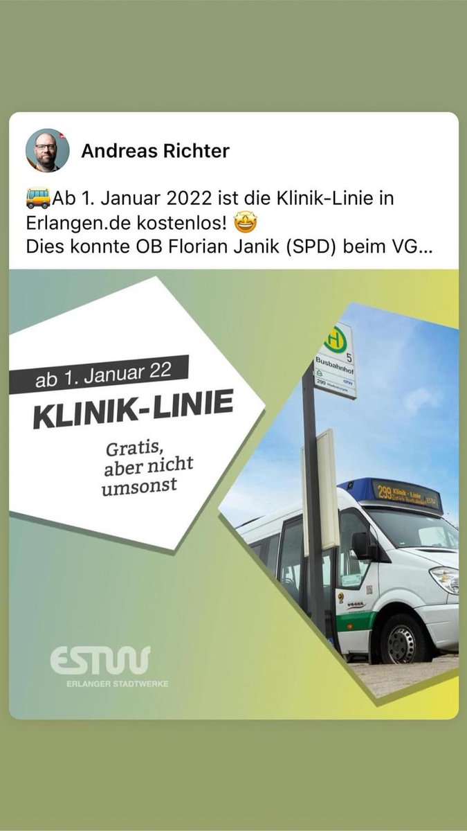 EREnergiewender's tweet photo. 🚌Ab 1. Januar 2022 ist die Klinik-Linie in @erlangen_de kostenlos! 🤩

Dies konnte OB @FlorianJanik (SPD) beim VGN erreichen. 💪

#Kliniklinie

Bild: @ER_Stadtwerke https://t.co/Vl8CsvHOs8