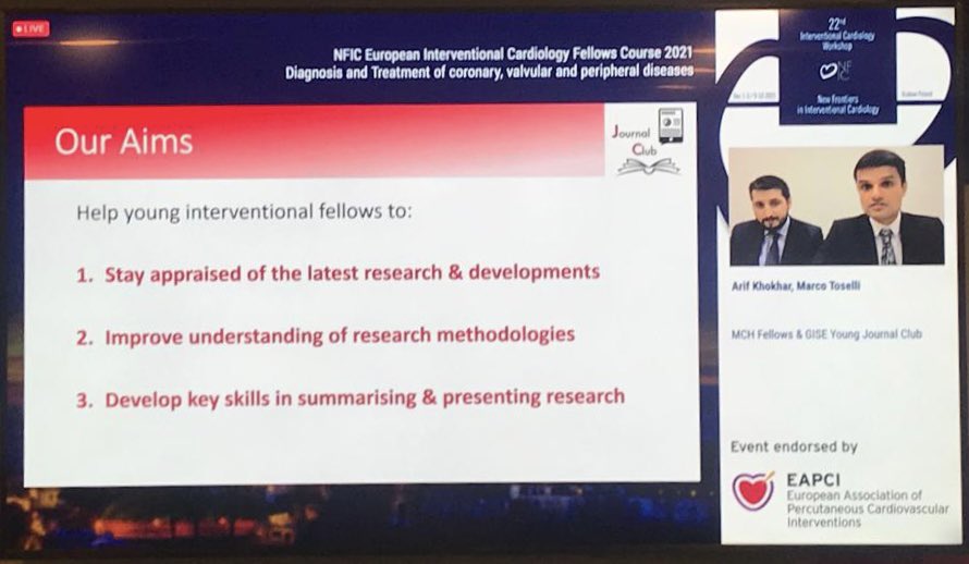 theCardioJC's tweet photo. Thank you #EAPCI #NFIC for the opportunity to share our Journal Club initiative with fellows worldwide 🌎
Amazing to see how far we’ve come in less than a year 🤩 💫
“By the Fellows, For the Fellows”
See you tomorrow at 1pm @ABeneduceMD 🙌 https://t.co/o2RrSYckix