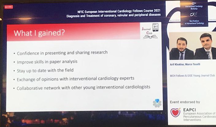 theCardioJC's tweet photo. Thank you #EAPCI #NFIC for the opportunity to share our Journal Club initiative with fellows worldwide 🌎
Amazing to see how far we’ve come in less than a year 🤩 💫
“By the Fellows, For the Fellows”
See you tomorrow at 1pm @ABeneduceMD 🙌 https://t.co/o2RrSYckix