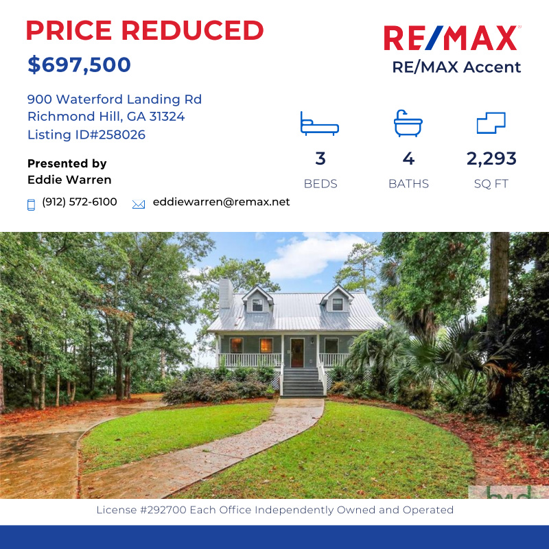 Price Reduced - Deep Water

Click here for details:
remax.com/GA/RICHMOND-HI…