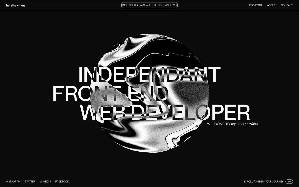 Henri Heymans – 2021 Portfolio by <a href="/HenriHeymans/">Henri Heymans</a> Site of the Day <a href="/cssawards/">CSS Awards</a> #CSS #WebDesign #DesignInspiration #CSSAwardsSOTD css-awards.com/website/henri-…