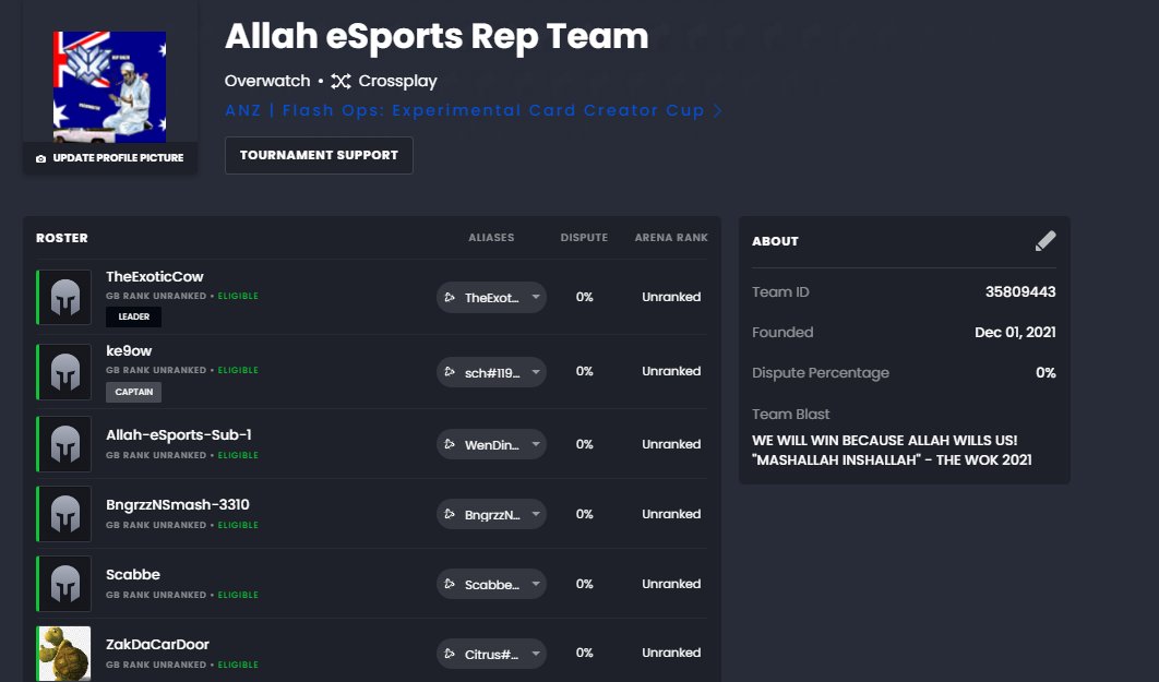 OfficialAllahGG's tweet photo. It is official! We have a representative team playing in the ANZ Flash Ops Tournament this weekend. 
On the team we have @ke9ow1 (OT) @Scabbe3 (Flex DPS) @Citrus_ow (AS) @K3vin_Liu (MS) 
Inshallah! https://t.co/xZvbe919eZ
