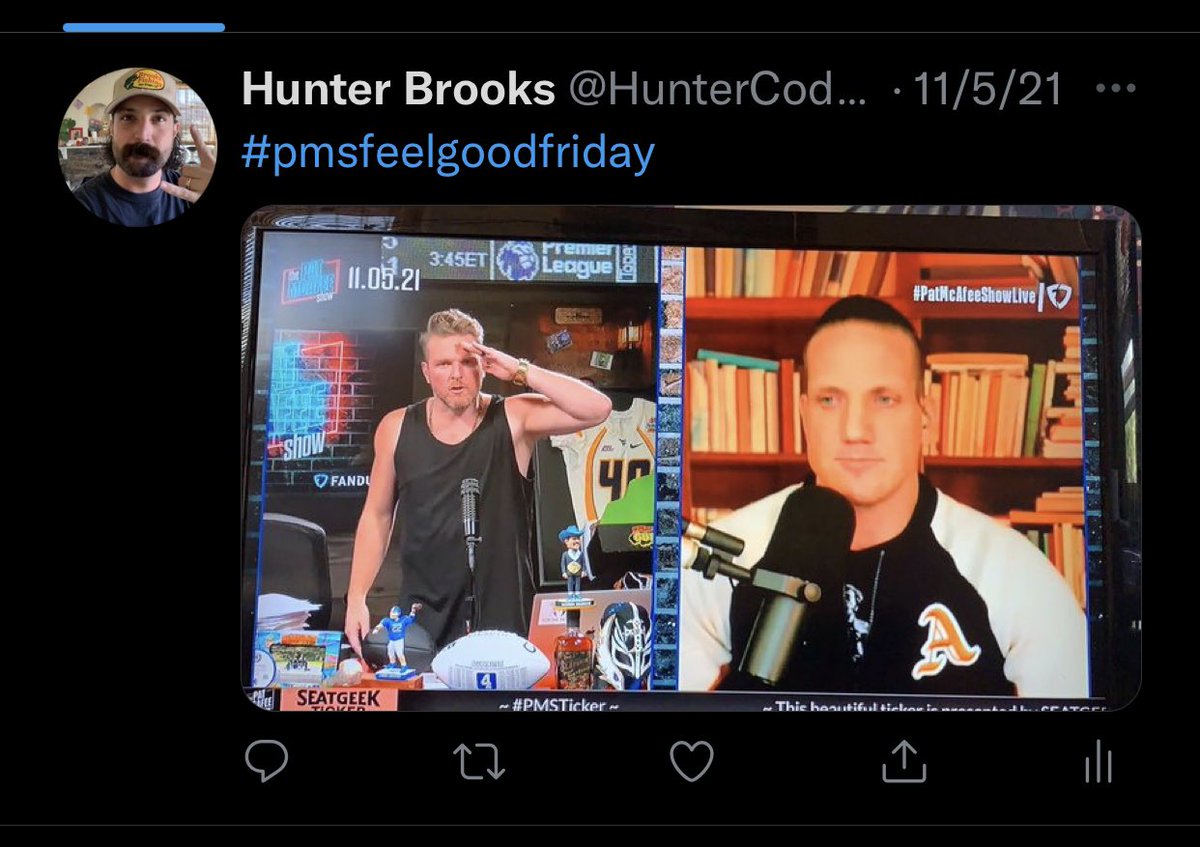 HunterCodyB's tweet photo. #pmsfanduelfamily Pat is the type of guy to secure the bag and proceed to give everyone he knows $100,000 🐐 https://t.co/P0WlfSGVRw