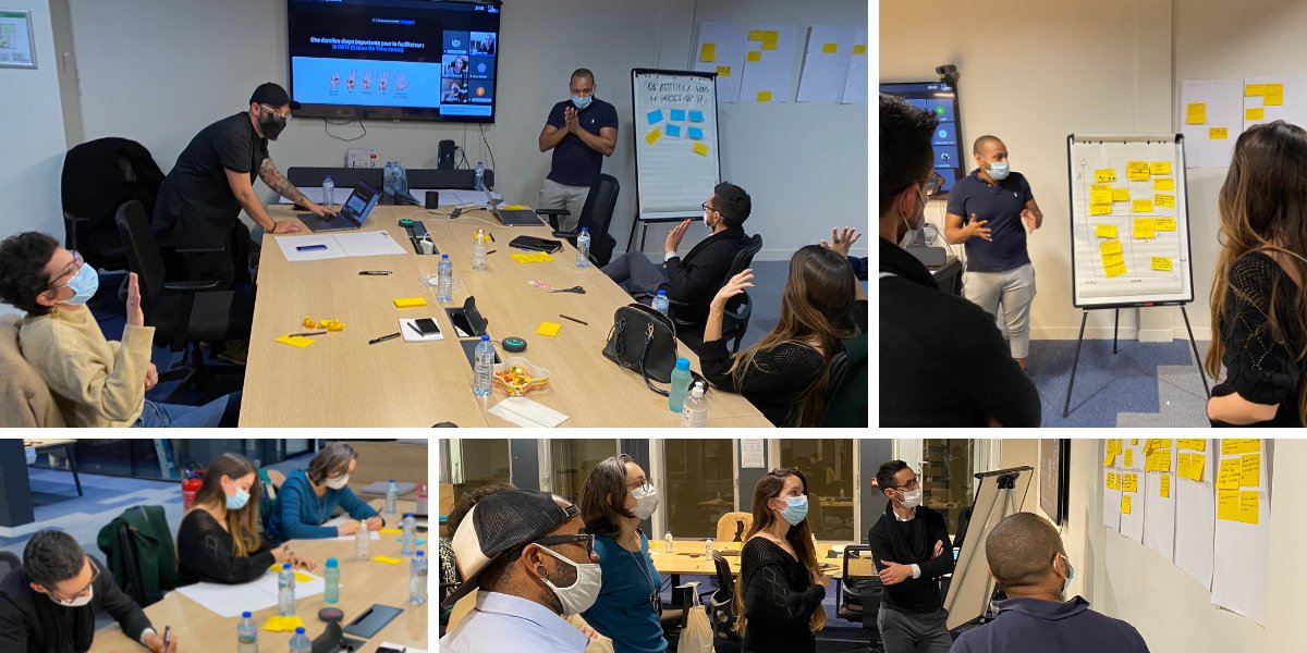 NextonGroup's tweet photo. Nos communautés en action !
Deux Nextoniens et membres de la communauté Design, Julien Boyer et Steevy Gosset, ont animé un Meet Up autour de la facilitation. Workshops et astuces étaient au programme pour (ré)apprendre à travailler ensemble et converger 🤝 !
#TeamNEXTON https://t.co/C7gQ4CrHPP