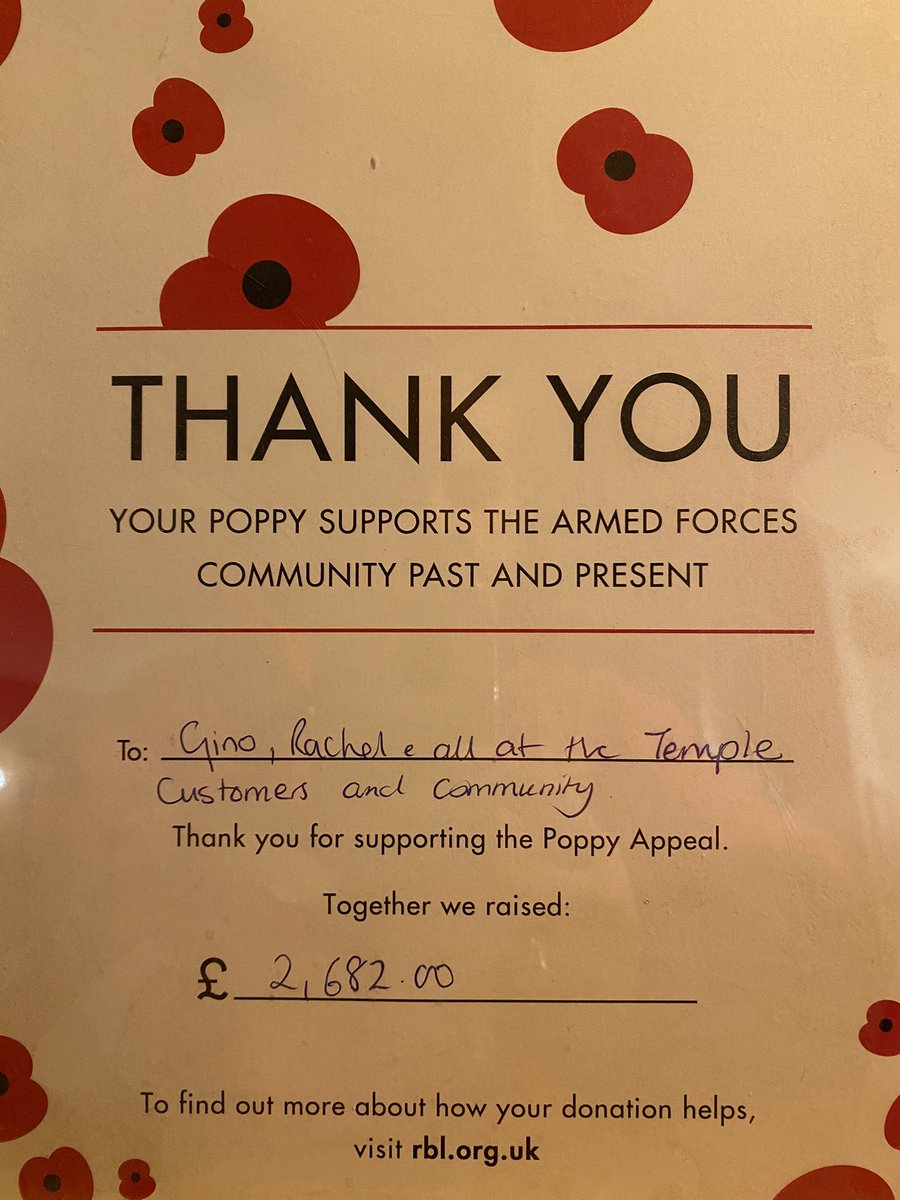 Once again, big thanks are in order to everyone that so generously donated and bought tickets. We handed over a grand total of £1500 just from the raffle alone to the <a href="/BritishLegionRX/">The Royal British Legion</a> for this year’s poppy appeal. Thank you 🙏🏽