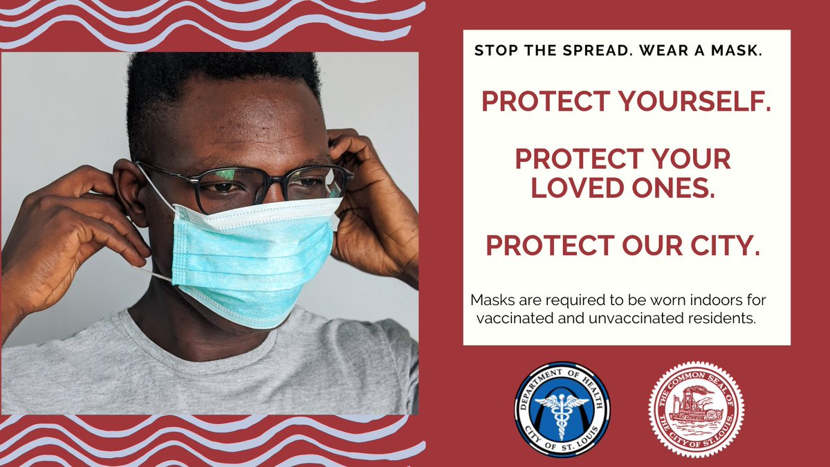 CityofSTLDOH's tweet photo. Continue to #MaskUpSTL when in the City of St. Louis, as it is still required. Communities benefit from reduced #COVID19 cases where residents and visitors mask up to prevent the further spread of SARS-CoV-2.
#PublicHealth #protection https://t.co/UCiaWmMVom