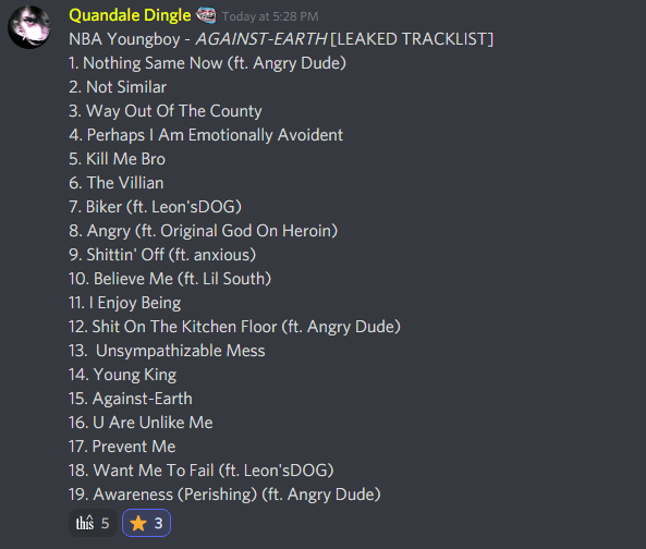 [BREAKING] Discord Hackers Leak NBA YoungBoy's New Album Cover Art, Tracklist and Features 

See more: bit.ly/31LOdPH