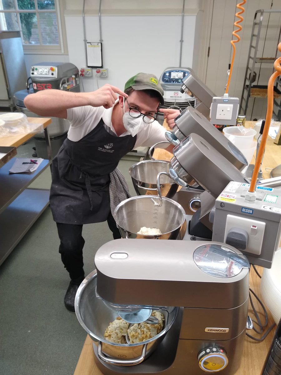 artisanschool's tweet photo. Looks as if having three mixers on the go is doing Willβs head in! #bakerystudents https://t.co/VrND5YNcuD