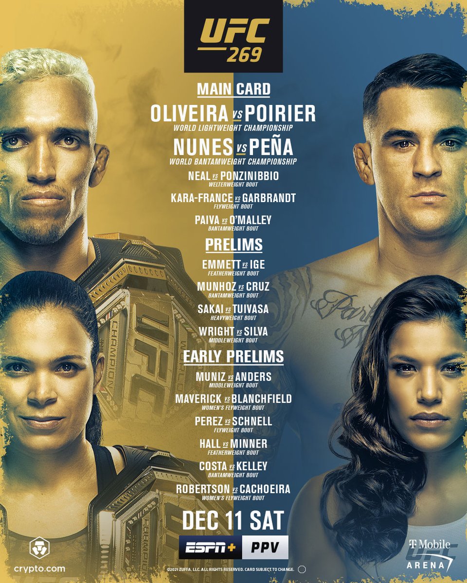 ufc's tweet photo. Two. More. Sleeps. 

[ #UFC269 | Saturday | Live on ESPN+ PPV: https://t.co/2qb3nhkDee ] https://t.co/4CUutspVfM