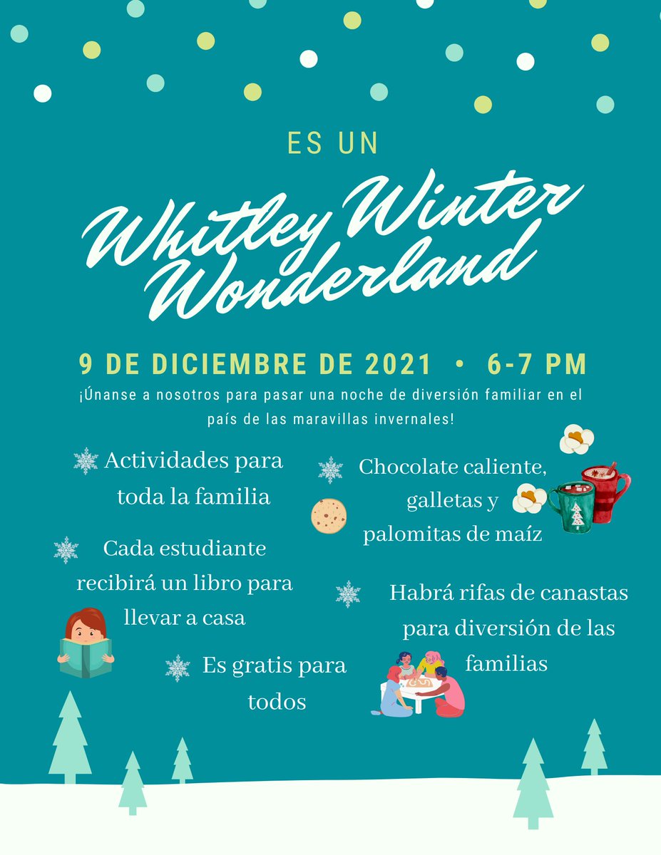 Tonight’s the night! We can’t wait to see you at Whitley’s Winter Wonderland! 6-7. Join us for some fun reading activities, popcorn, hot chocolate, and cookies, and BOOKS! Earn a free book by completing activities. The KISD Bookmobile will be here as well! #celebratekisd