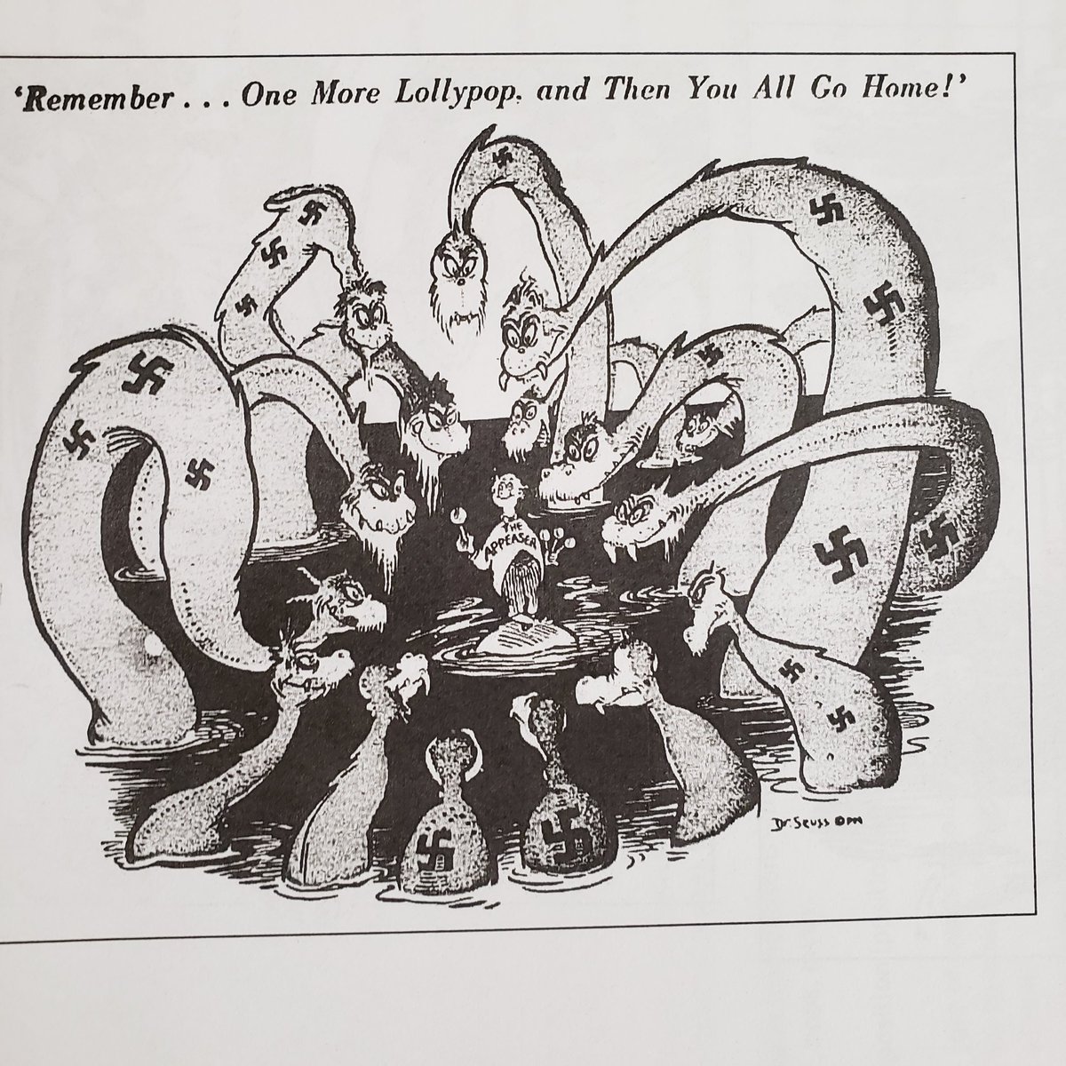 MrChapman13's tweet photo. Looking at Dr. Suess' work as a political Cartoonist during WW2. @EMMMSCougars https://t.co/04nNbeCGuz