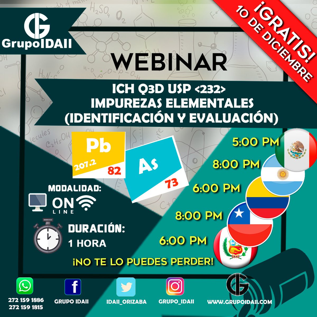 Invitamos a toda latinoamerica a participar en nuestro webinar gratuito 🤩🌎❣️

Sin conpromiso puedes inscribirte, ponte en contacto con nosotros, es un placer atenderte 🤩👨🏻‍🔬

No te lo puedes perder❌😱

Mañana es el gran día, te llevarás una gran experiencia 🤩🤩