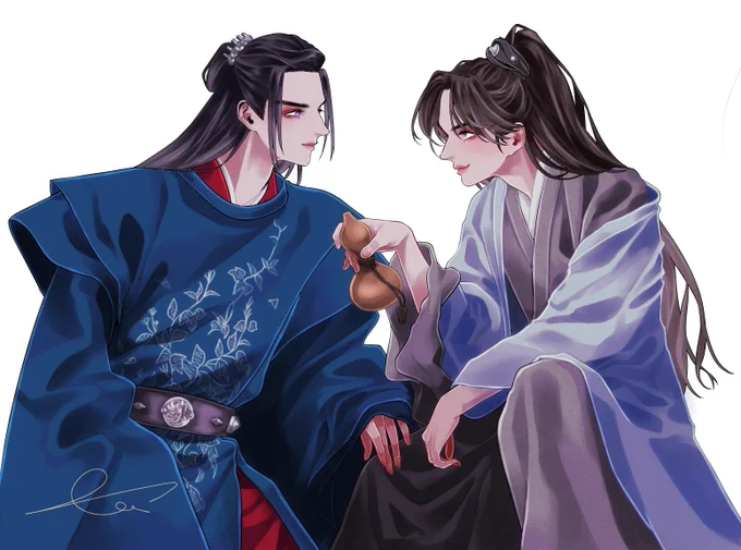 新しい絵は明日仕上げるからとりあえず過去絵で #山河令 山頂アタック完遂おめでとう! 