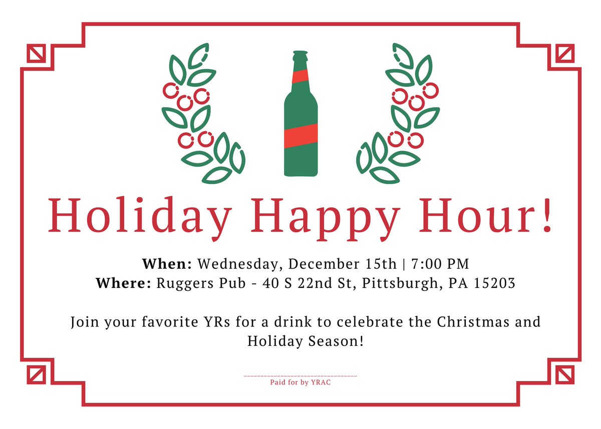 Allegheny_YRS's tweet photo. Join us next week for our annual Holiday Happy Hour! https://t.co/OiR0v1rtU4