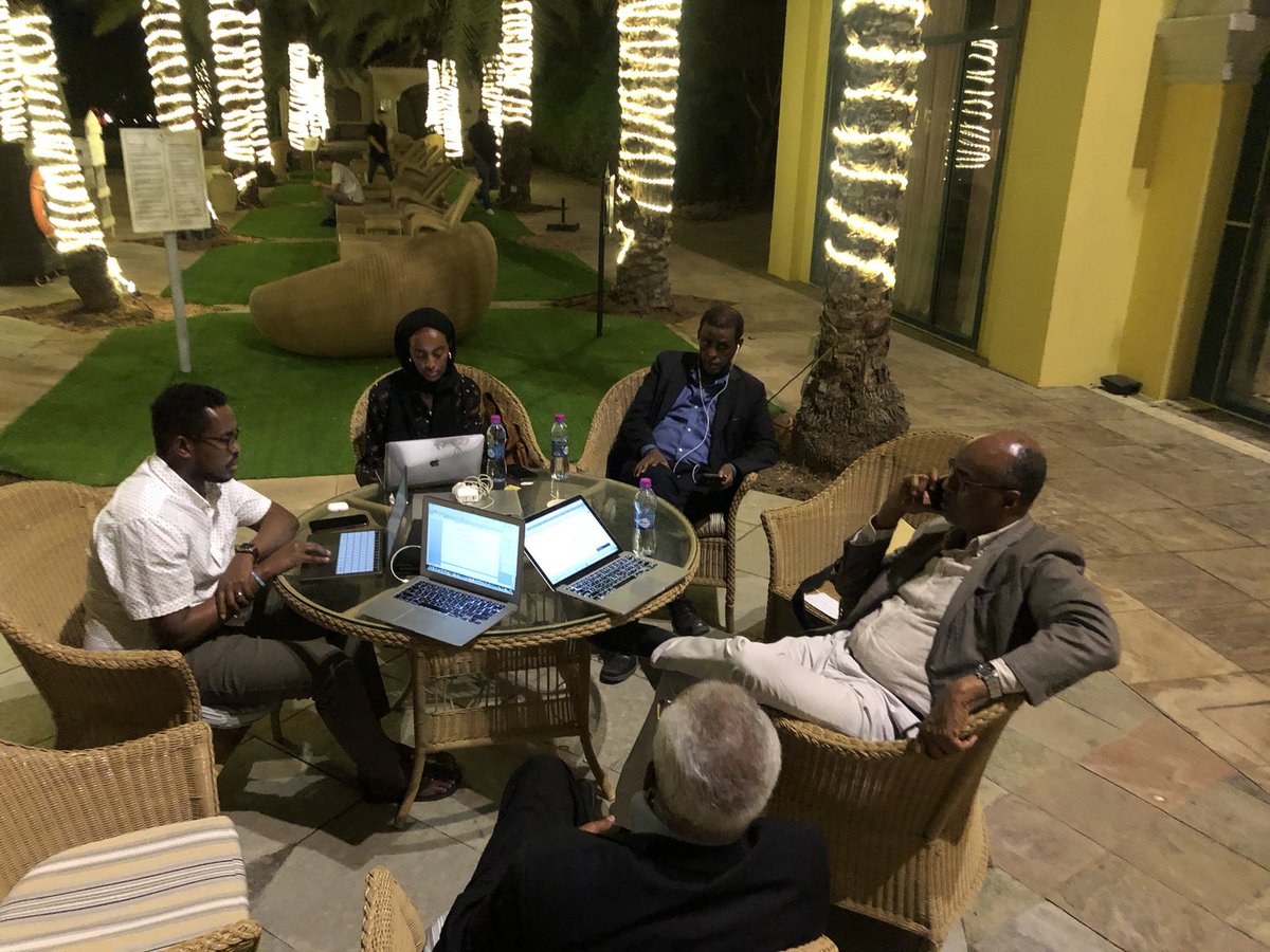 AnalystSomalia's tweet photo. @HIPSINSTITUTE’s Director @afyare_elmi, Deputy Director @SaneyMursal &amp; former director @Aynte and HIPS team @husseinaddow, Yasmin Hassan and other colleagues burning midnight oil for the preparation of the upcoming Annual Forum for Ideas (#AFI2021) &amp; your truly chronicling this; https://t.co/Hj5ZWwKCV5