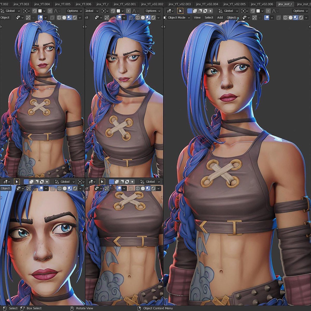 YanSculpts's tweet image. Jinx ✨. #jinx #arcane #Blender3D #3dart #LeagueOfLegends