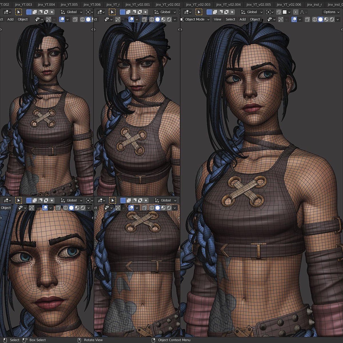 YanSculpts's tweet image. Jinx ✨. #jinx #arcane #Blender3D #3dart #LeagueOfLegends