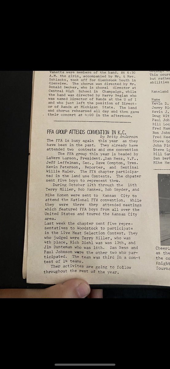kanelandffa's tweet photo. For our first official “Throwback Thursday” we are killing two birds with one stone here! This is a small story about the Kaneland FFA from 1971 featured in the Kaneland Krier. https://t.co/rdjZV26KX1