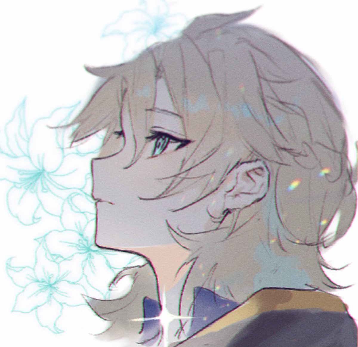 albedo (genshin impact) 1boy male focus solo flower bangs simple background portrait  illustration images