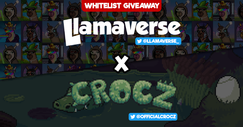 🦙Llamaverse x CrocZ
We are giving away 5 WL spots on Twitter, the rest in our Discord to our holders

To enter:
➡️Like, RT, and Tag 3 Real Friends
➡️Follow <a href="/Llamaverse_/">Llamaverse</a> &amp; @OfficialCrocZ 
➡️Join Our Discord: discord.gg/llamaverse
➡️Join Their Discord: discord.gg/CrocZ
GL
