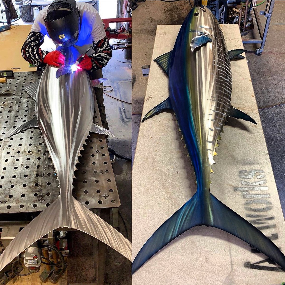 gallartworks's tweet image. TBT • The Process…..Stainless steel 65” 3D single sided Bluefin before and after color. I love seeing these guys swim off cold inorganic sheets of metal.
-
#gallartworks #bluefin #tuna #sculpture #wallsculpture #coastalinteriors #sandiego #coastal 
gallartworks.com