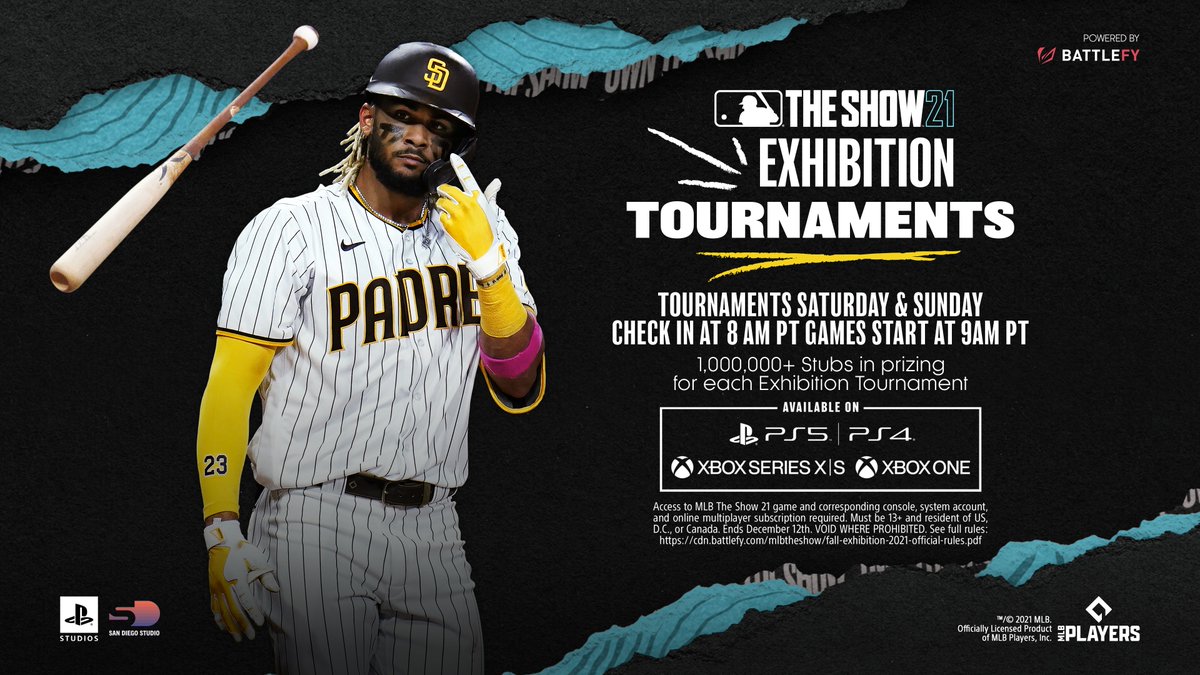 Win thousands of Stubs and show off your Diamond Dynasty skills in this weekend’s two free-to-enter Exhibition Tournaments. One on Saturday and another on Sunday. Signup Now: mlbthe.show/n3y Official Rules: mlbthe.show/99c925