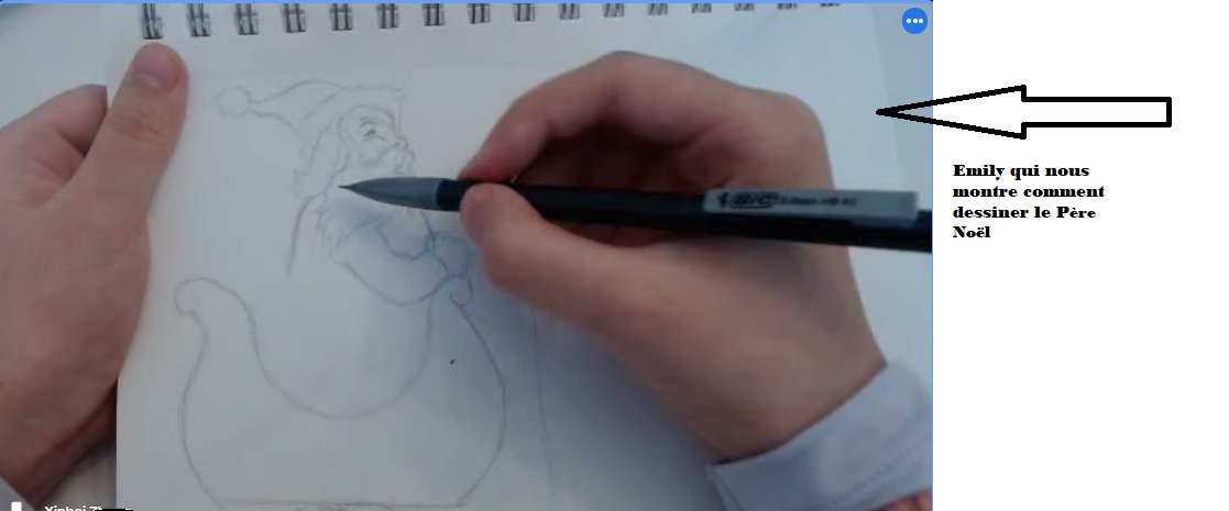 NormaKh1's tweet photo. Une de mes élèves de 5e immersion a enseigné hier et aujourd’hui une leçon d’art visuel. Elle nous a montré comment dessiner un père Noël, un traîneau et deux rennes. @CarloOCSB
#carloBeCommunity https://t.co/knqkYAZUoA