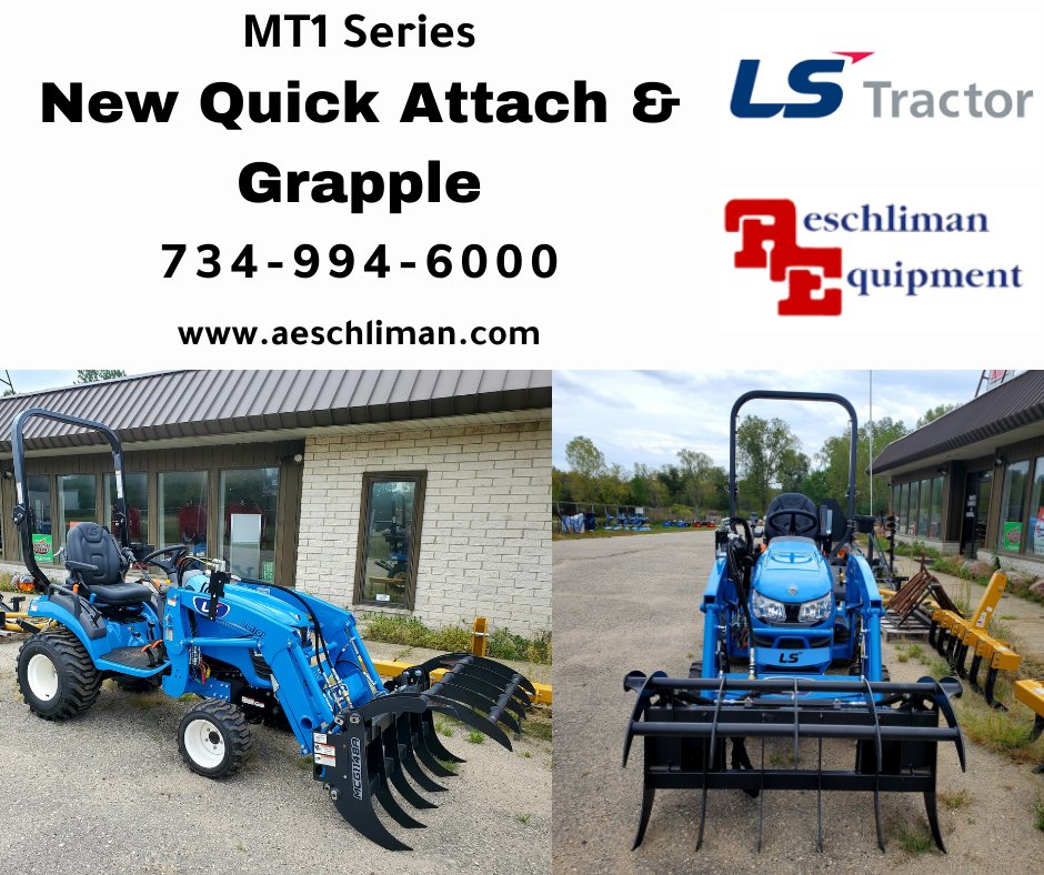 AESCHLIMANEQ's tweet photo. We have the MT1 Series tractors and grapples in stock today.  Give us a call 734-994-6000 #LSTractor https://t.co/C1fNWPb5j5
