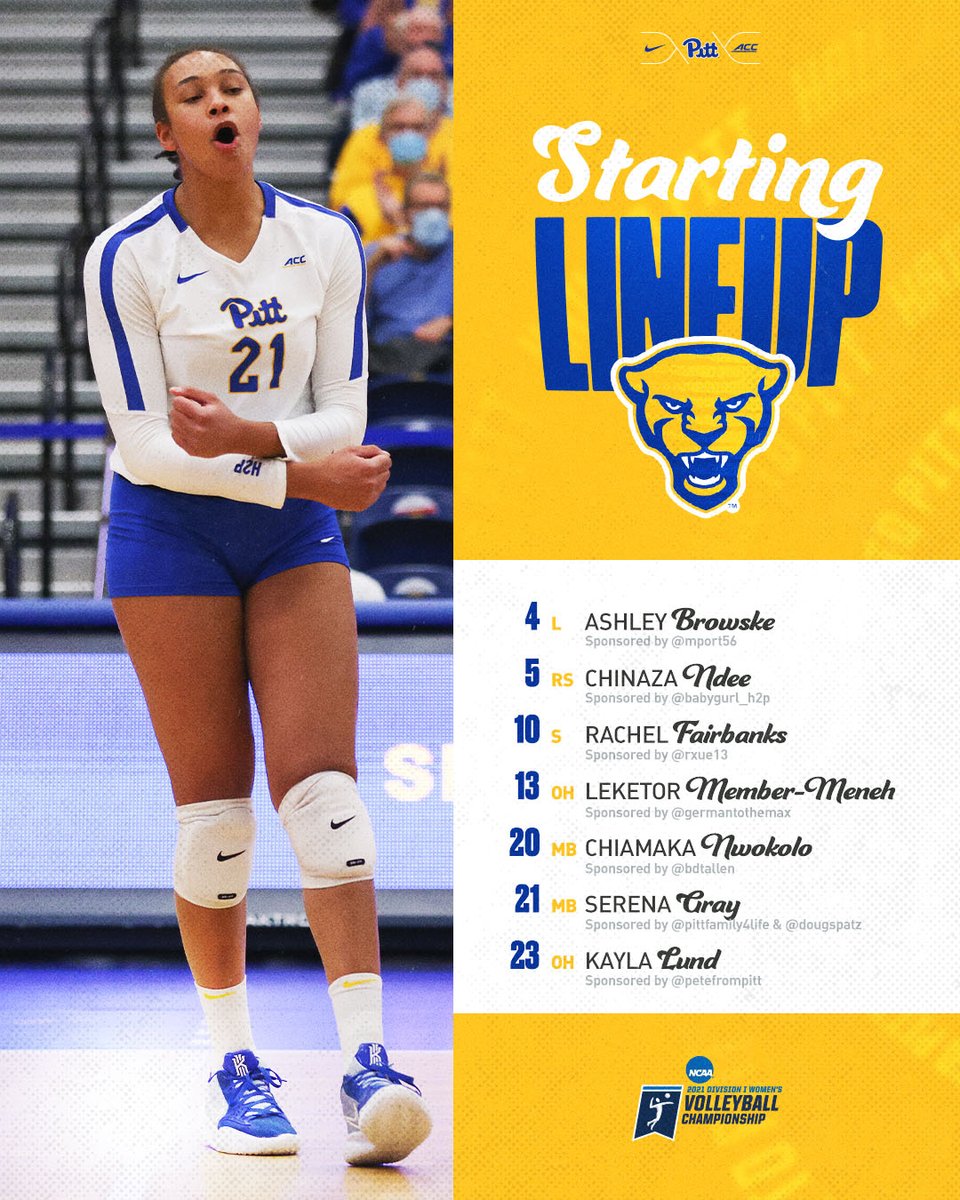 NEW 𝙎𝙏𝘼𝙍𝙏𝙀𝙍𝙎 GRAPHIC

💃 <a href="/NCAAVolleyball/">NCAA Women's Volleyball</a> Reg. Semi
🆚 Kansas
⏰ 1PM
📍 FFH
📊 bit.ly/3EFAx7m
💻 es.pn/3DvQR99

(hi, sponsors @babygurl_H2P <a href="/mport56/">Morgan</a> <a href="/germantotheMax/">Max Kneis</a> <a href="/RXUE13/">roger x</a> @BDTAllen <a href="/PittFamily4Life/">👉🏾👉🏽👉🏼JOE👈🏼👈🏽👈🏾</a> <a href="/dougspatz/">Doug Spatz</a> <a href="/petefrompitt/">Peter F.</a>)

#H2P | #NCAAVB