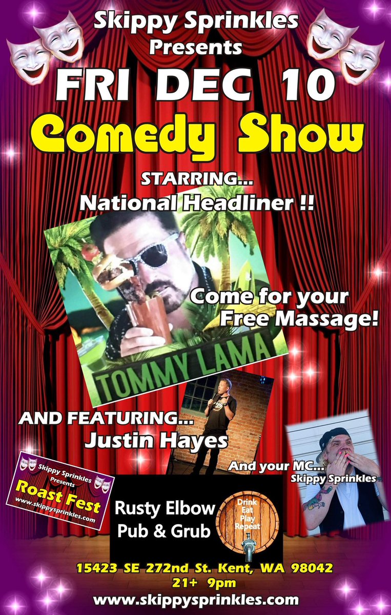 Tommy “Bahama” Lama at Rusty Elbow. Friday, December 10th at 9pm in Kent, WA! #standupcomedy #comedian #personaldevelopmenthumor #kent #kentwa #washingtonstate