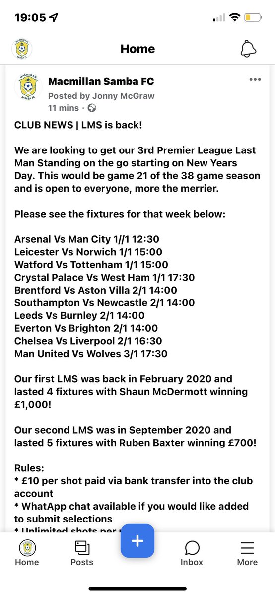 MacmilanSambaFC's tweet image. CLUB NEWS | LMS is back!

We are looking to get our 3rd Premier League Last Man Standing on the go starting on New Years Day. This would be game 21 of the 38 game season and is open to everyone, more the merrier.

See attached for full information. 

🇧🇷⚽️