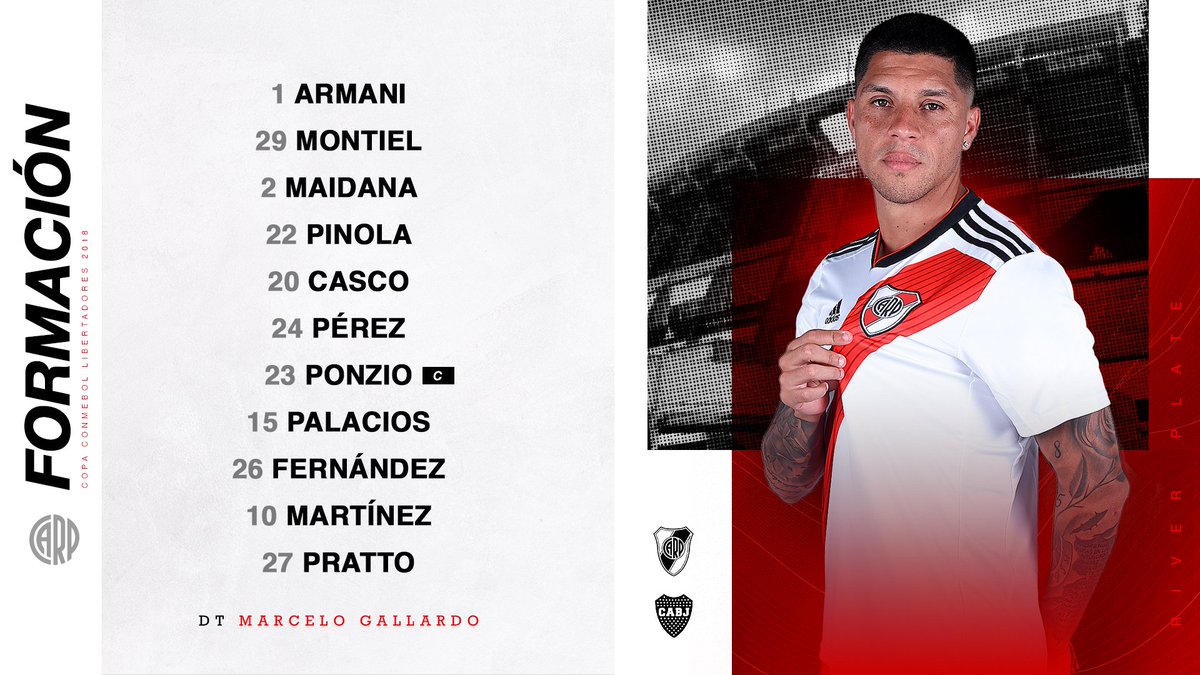 RiverPlate's tweet photo. 📋 Los 11 para escribir la historia en el Bernabéu ✊

#CopaEterna ♾🏆 https://t.co/WcpqnPRoFI
