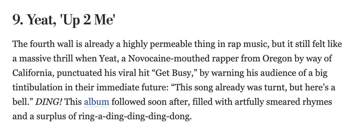 notbobbalam's tweet photo. Washington Post ranking both Playboi Carti &amp; Yeat in their top 10 albums in 2021 is the most unexpected thing ever 😭 https://t.co/pnsP1DnWxx