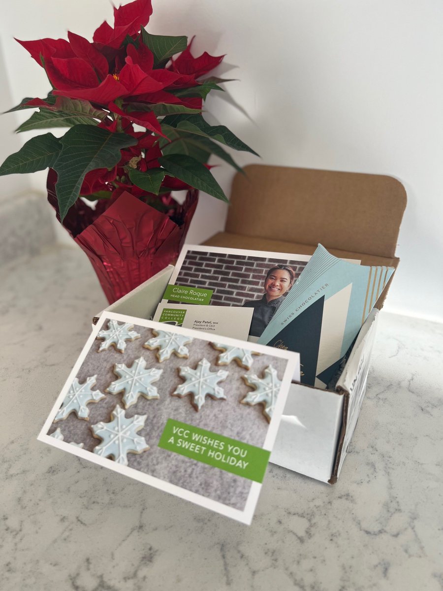 AndrewMercierBC's tweet photo. Thanks to @myVCC for sending my office this box of Christmas treats from Chez Christophe Head Choclatier Claire Roque. 

Claire completed her Red Seal training at VCC and has represented nationally in Russia in the WorldSkills competition! #VCCeffect @Skills_Canada #skilledtrades https://t.co/V9JG89iKUq