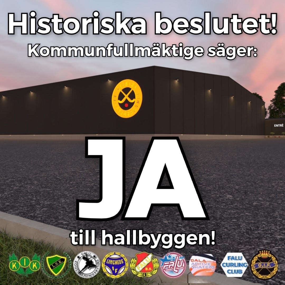 Ja! Kommunfullmäktige klubbade i dag igenom beslutet att bygga en multihall för bandy, konståkning, parasport och hastighetsåkning samt en ny permanent ishall. Vi isföreningar i Falun gläds och fortsätter nu det starka samarbetet! #svbandy #bandy
falubsbandy.se/News/6836294/H…