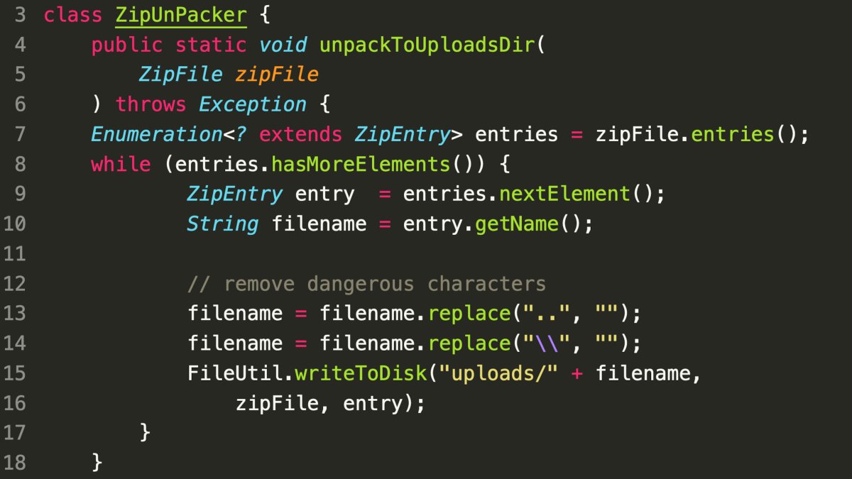 SonarSource's tweet image. Can you spot the vulnerability? #codeadvent2021 #java 

How can you do a path traversal if all dangerous characters are removed?